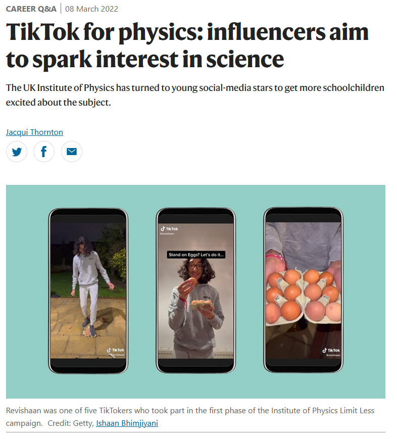 JuliusWesche's tweet photo. #wisskomm #scicomm #AcademicChatter 

Don't tell me that TikTok cannnot be used for science communication and motivating high schoolers for science.

Via @NaturePortfolio

https://t.co/pk0vndV45g https://t.co/7LmlJorXEY
