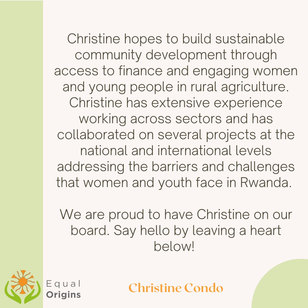 Let’s welcome CHRISTINE CONDO to the Equal Origins board!

Over the next few weeks, we’ll be introducing the members of to our board of directors. These are the folks that help us steer the boat as we fight towards building gender equity in the coffee and cocoa industry.