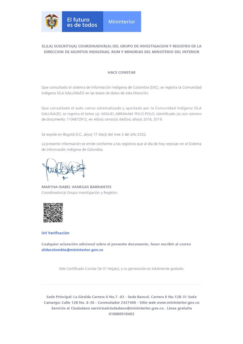 El Sr. <a href="/MiguelPoloP/">MIGUEL ABRAHAM POLO POLO</a> es indígena, no es negro. En el año 2019, este muchacho se "autopercibió" como indígena en la comunidad Isla Gallinazos para ganar una beca (adjunto pruba reina). En consecuencia, este señor no cumple con los requisitos para hacerse elegir por la cámara afro.