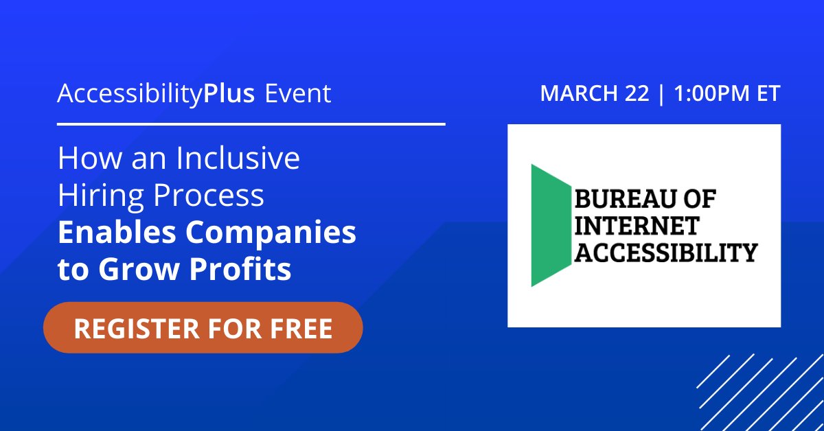 accessibility00's tweet photo. We are thankful for the support of @BOIAorg as a sponsor of our #AccessibilityPlus2022 March event on inclusive hiring. Reserve your spot for free by visiting our event page here: https://t.co/HQWzuJxo3Y https://t.co/JzooGyldR6