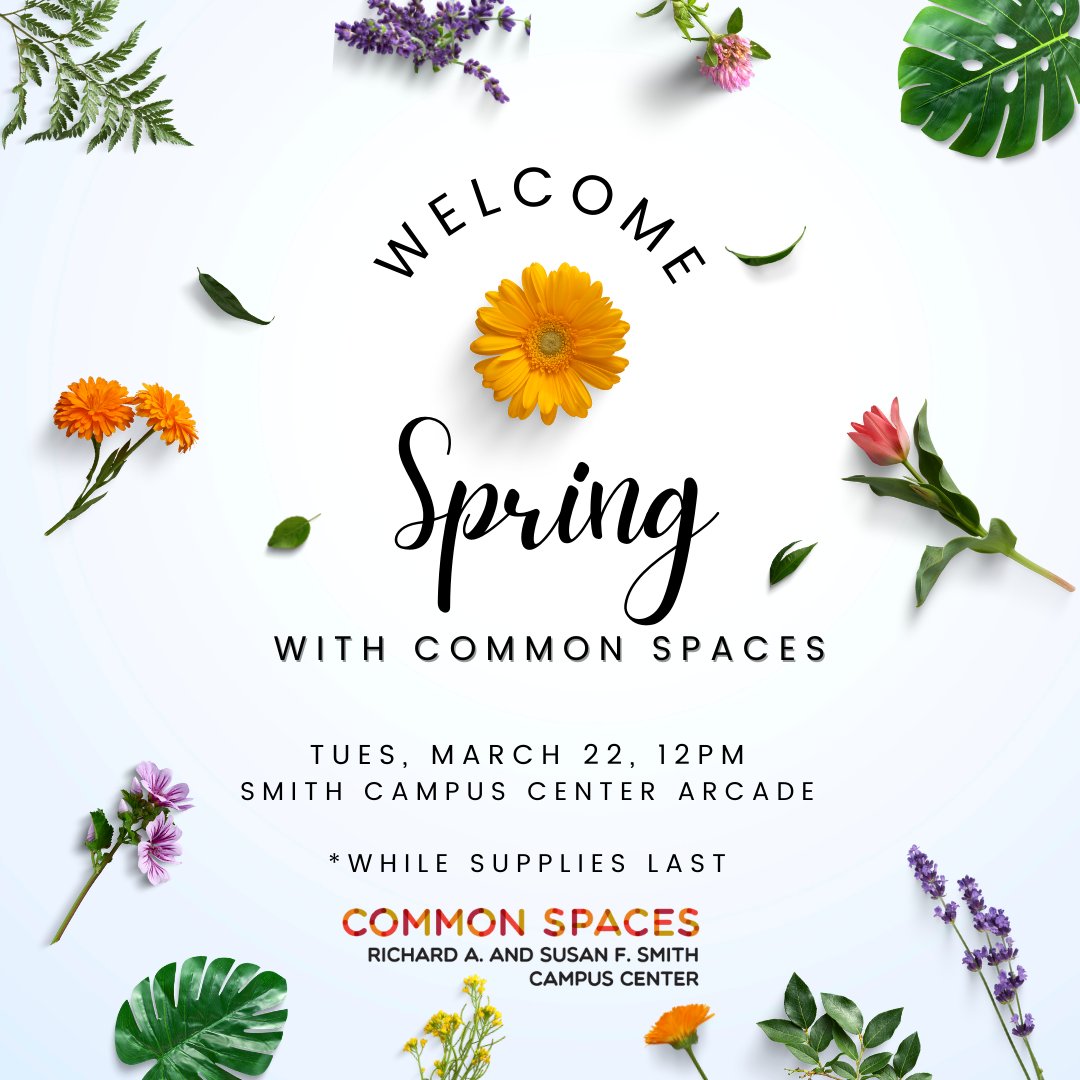 Trying to make up for that lost hour of sleep with Daylight Savings? Well, <a href="/HarCommonSpaces/">Harvard Common Spaces</a> wants to help you spring forward with a FREE flower giveaway!

Join us in the Smith Campus Center Arcade on 3/22/22 at 12pm to celebrate spring! 

*Availability While Supplies Last!