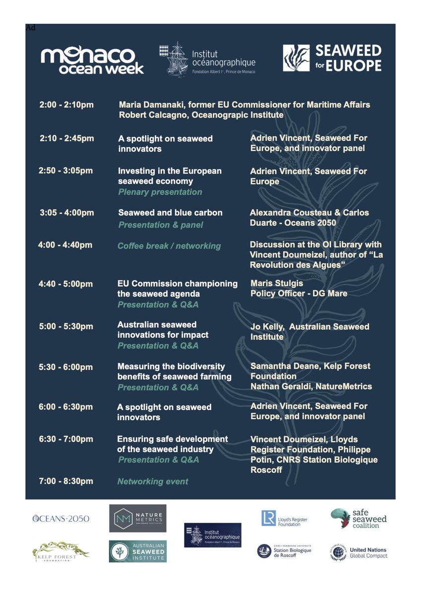 Happy B-day <a href="/Safe_Seaweed/">Global Seaweed Coalition</a> Coalition, 1 year today ! (SSC Videos Channel : youtube.com/channel/UCf2Mz… ). To celebrate this, we invite you on March, 24th to join us at the #MonacoOceanWeek . Or else, join us for THE big seaweed event in #Lisbon on June, 29th during #UNocean Summit !