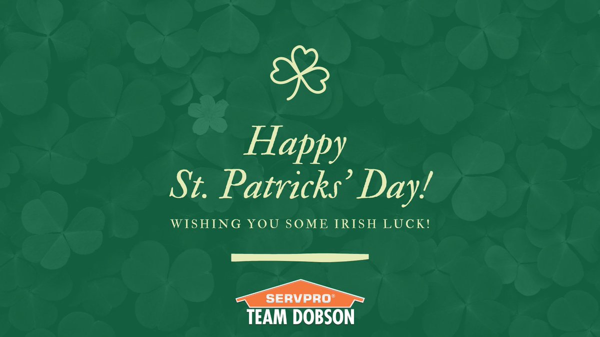 servproant's tweet image. Happy Saint Patrick's Day!

May your pockets be heavy and your heart be light, may good luck pursue you each morning and night.

#SERVPRO #TeamDobson #SaintPatricksDay