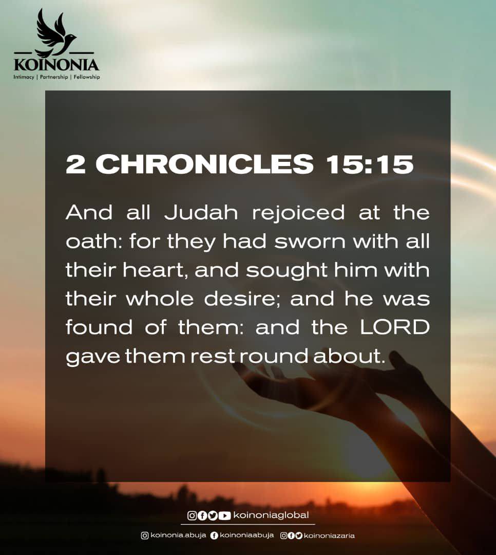 koinoniaeni's tweet photo. FOCUS FOR THURSDAY FASTING AND PRAYER
Prayer Point for today:
Father, in the name of Jesus, I Contend for and I receive rest-round about, in every area of My Life.
#ApostleJoshuaSelman
#CompleteDeliverance2
#KoinoniaAbuja
#KoinoniaZaria
#KoinoniaGlobal https://t.co/v7sUVaPdR6