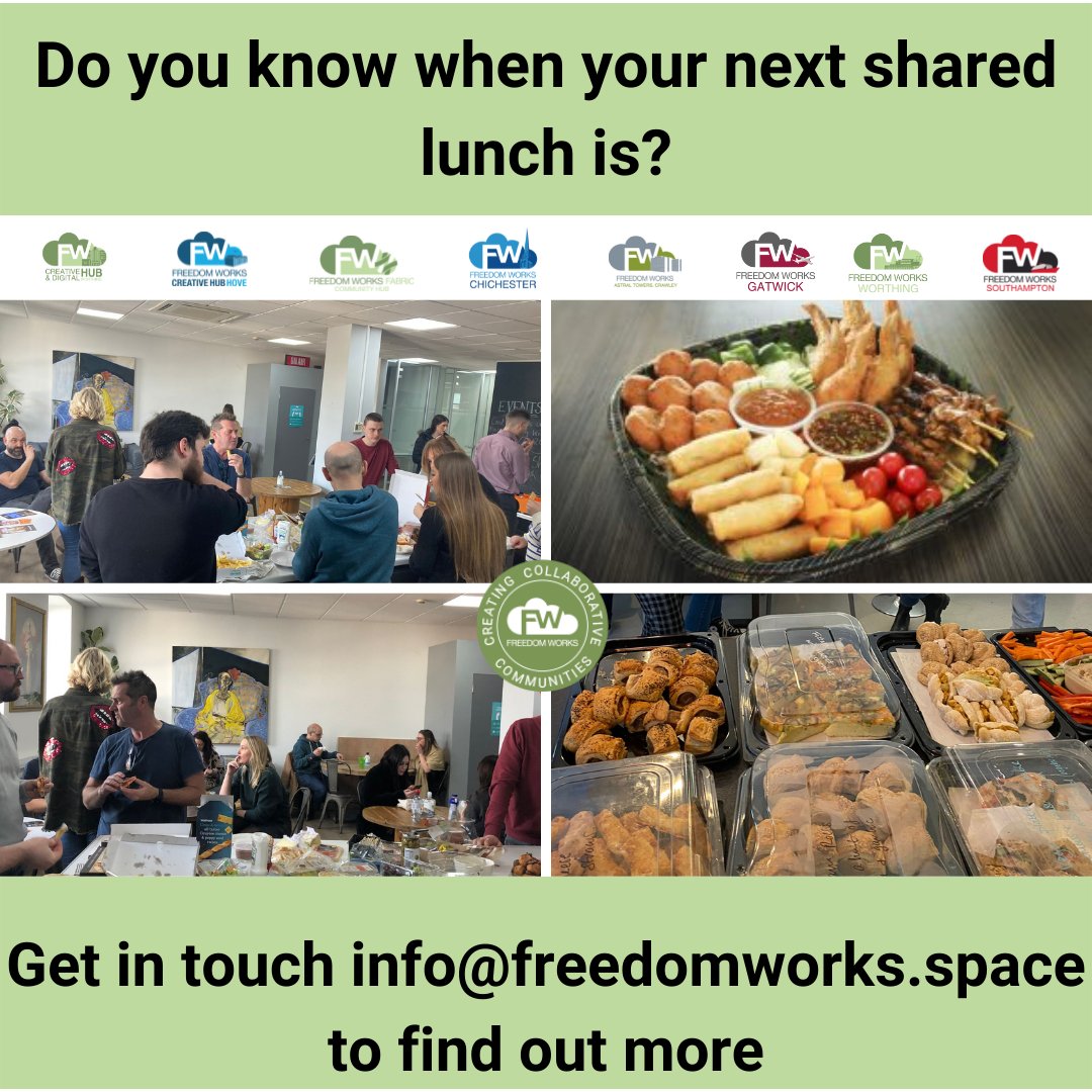 works_freedom's tweet image. Our members in the Mill building enjoyed their shared lunch last week!
What a great way to meet your work neighbours and enjoy socializing with people right on your doorstep... You may even collaborate together

info@freedomworks.space

#lunch #networking #sharedlunch #coworkers