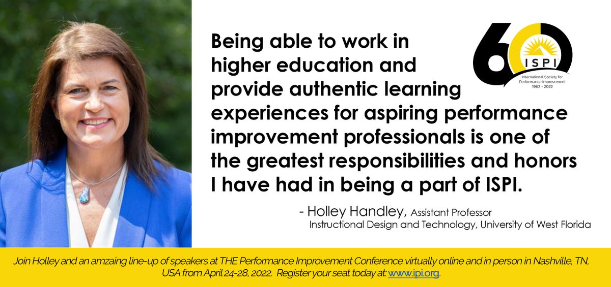 Join Holly Handley in Nashville April 26th @ 1:30
lnkd.in/dJ7rE3aJ
#ISPI60thAnniversary