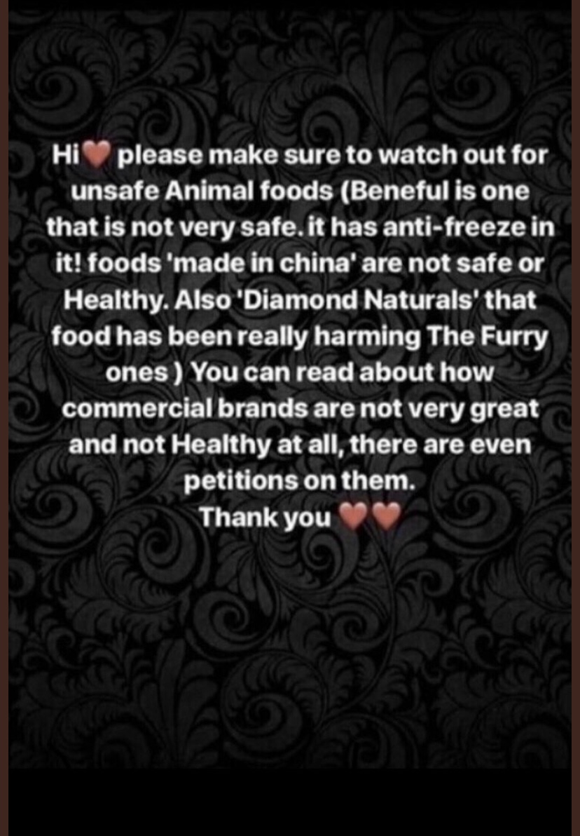 The vet also said avoid ‘grain -free ‘ pet foods. It leads to heart disease.