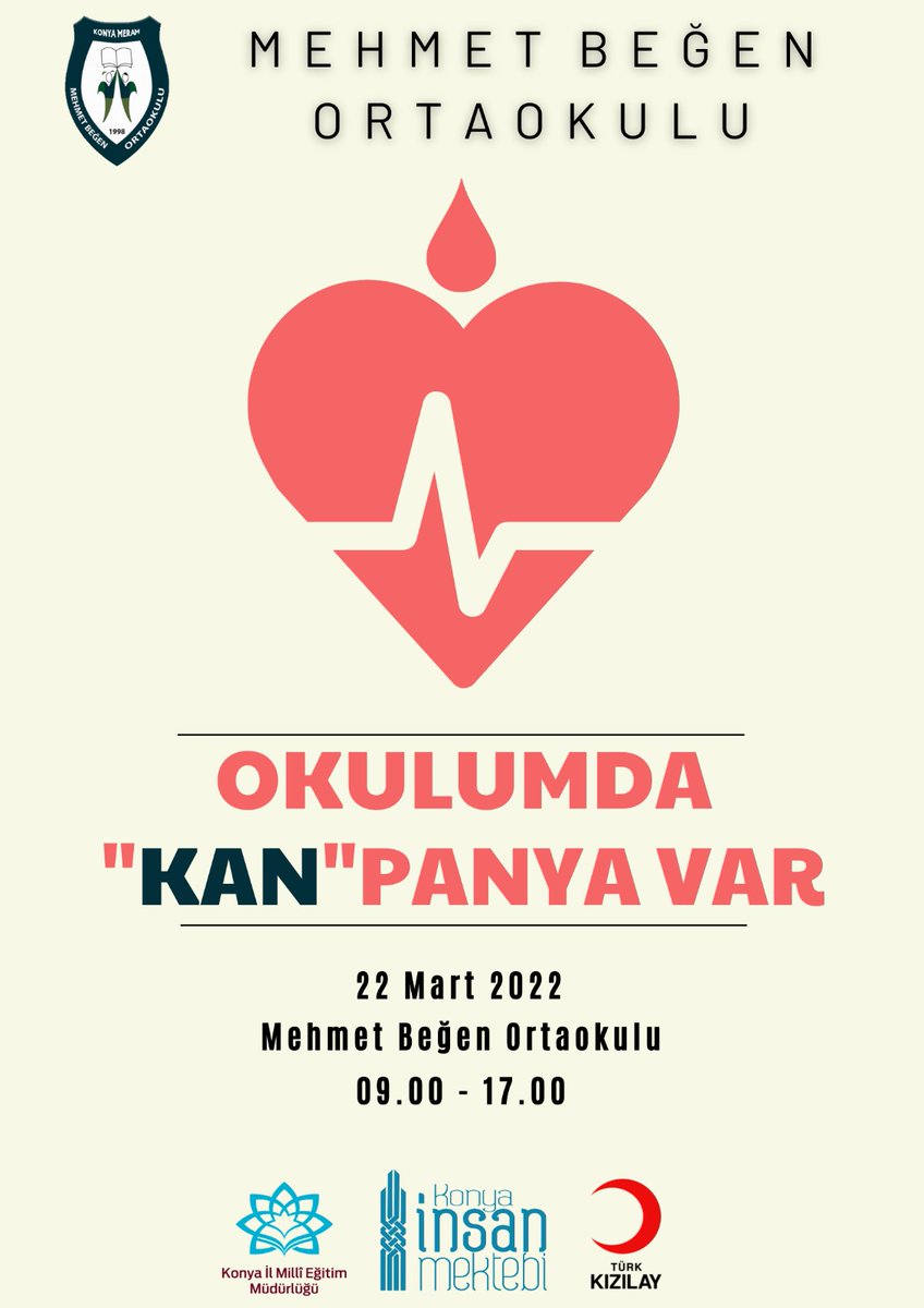 22.Mart.2022 Salı günü <a href="/BegenOrtaokulu/">MEHMET BEĞEN ORTAOKULU</a> nda kan verme  "Kan"panyası  vardır.Durumu uygun olan tüm velilerimizi ve vatandaşlarımızı bekliyoruz.<a href="/SeyitAliBuyuk/">Seyit Ali Büyük</a> <a href="/insanmektebi/">Konya İnsan Mektebi</a> <a href="/mustafakoca42/">Mustafa Koca</a> <a href="/Kizilay/">Türk Kızılay</a> <a href="/yucelyucel0/">Yücel YÜCEL</a> <a href="/konhaber/">Konhaber.com 🇹🇷</a> <a href="/konyamem/">Konya İl MEM</a> <a href="/MustafaKavus/">Mustafa Kavuş</a> <a href="/meramMEM/">Meram İlçe MEM</a>