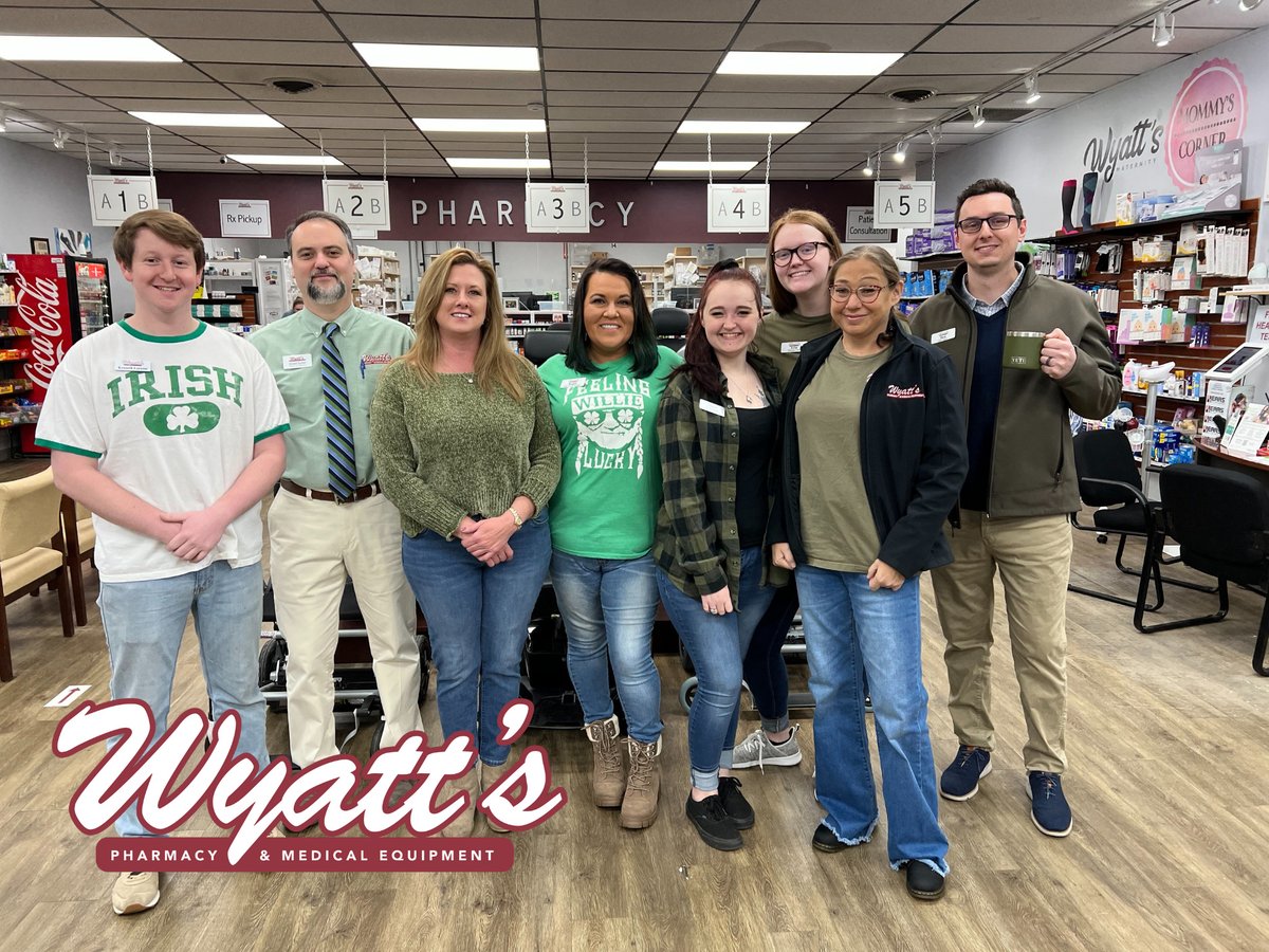 wyattspharmacy's tweet photo. Top of the morning to ya from your friends at Wyatt's Pharmacy! Have a safe and fun St. Patrick's Day!! #wyattspharmacy #wyattsfamily #wyattsmedical #wyattsmaternity https://t.co/1Cm3HcyfSh