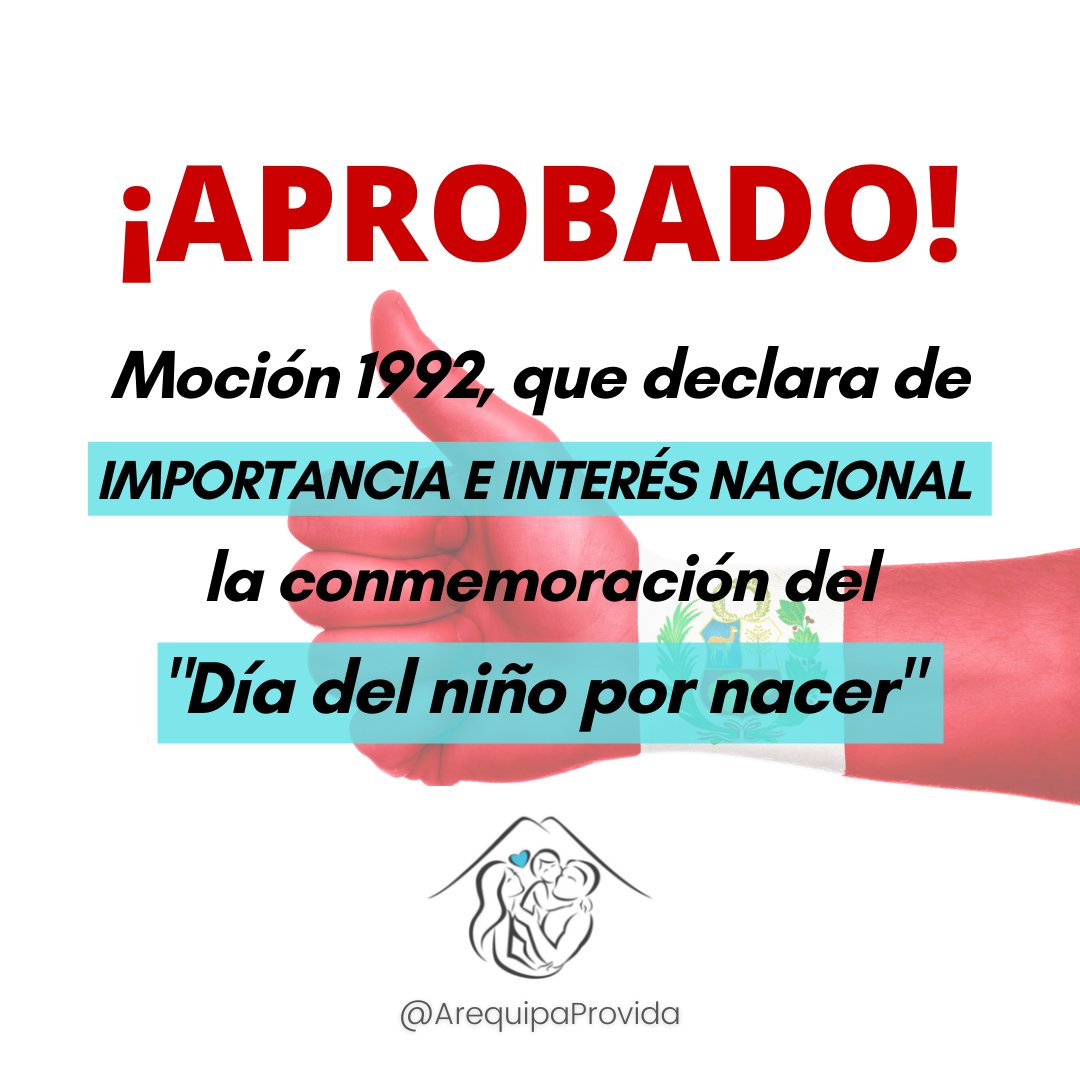 ArequipaProvida's tweet photo. #PerúEsProvida Por rotunda mayoría, se demuestra una vez más que nuestro país no es cancha ideológica de nadie, sino más bien, cuna de de protección para el más indefenso. ¡Desde la concepción! #SíALaVida #25M #DíaDelNiñoPorNacer @AlejoMunante👏💙🇵🇪 https://t.co/1oJrAsYKTt