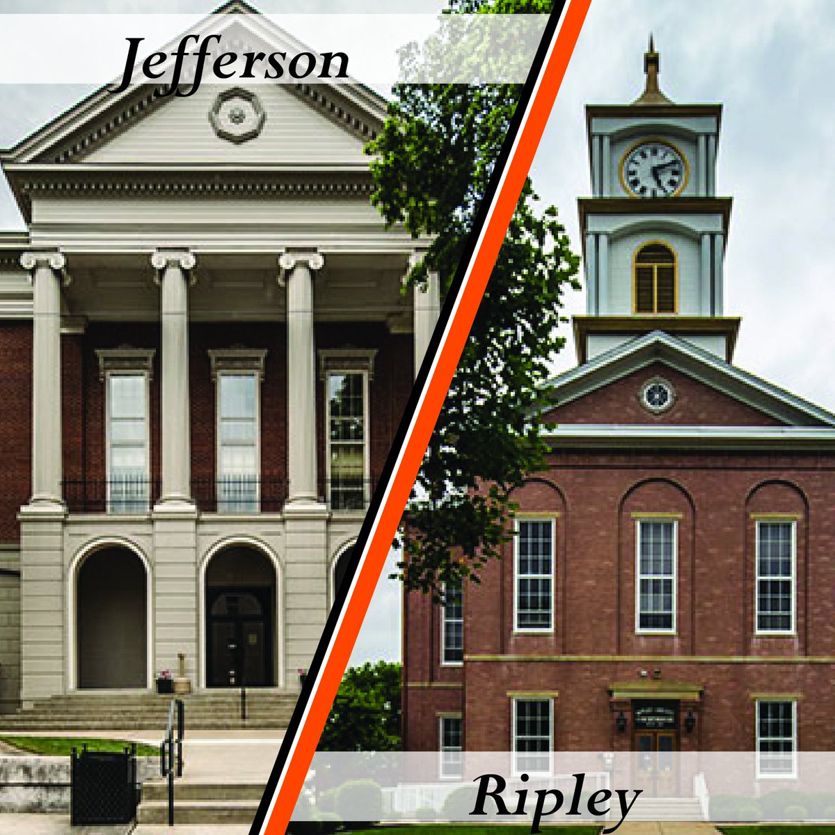 PreservIndy's tweet image. 🏛️ ROUND 1, MATCH 7 🏛️

Jefferson Co. vs. Ripley Co.

The original Jefferson Co. Courthouse original burned down, &amp;amp; the current one had fires in 1859 &amp;amp; 2009 (when the cupola collapsed).  Thomas Patterson designed the Ripley Co. Courthouse (1861). 

Photo cred: @IndianaAlbum