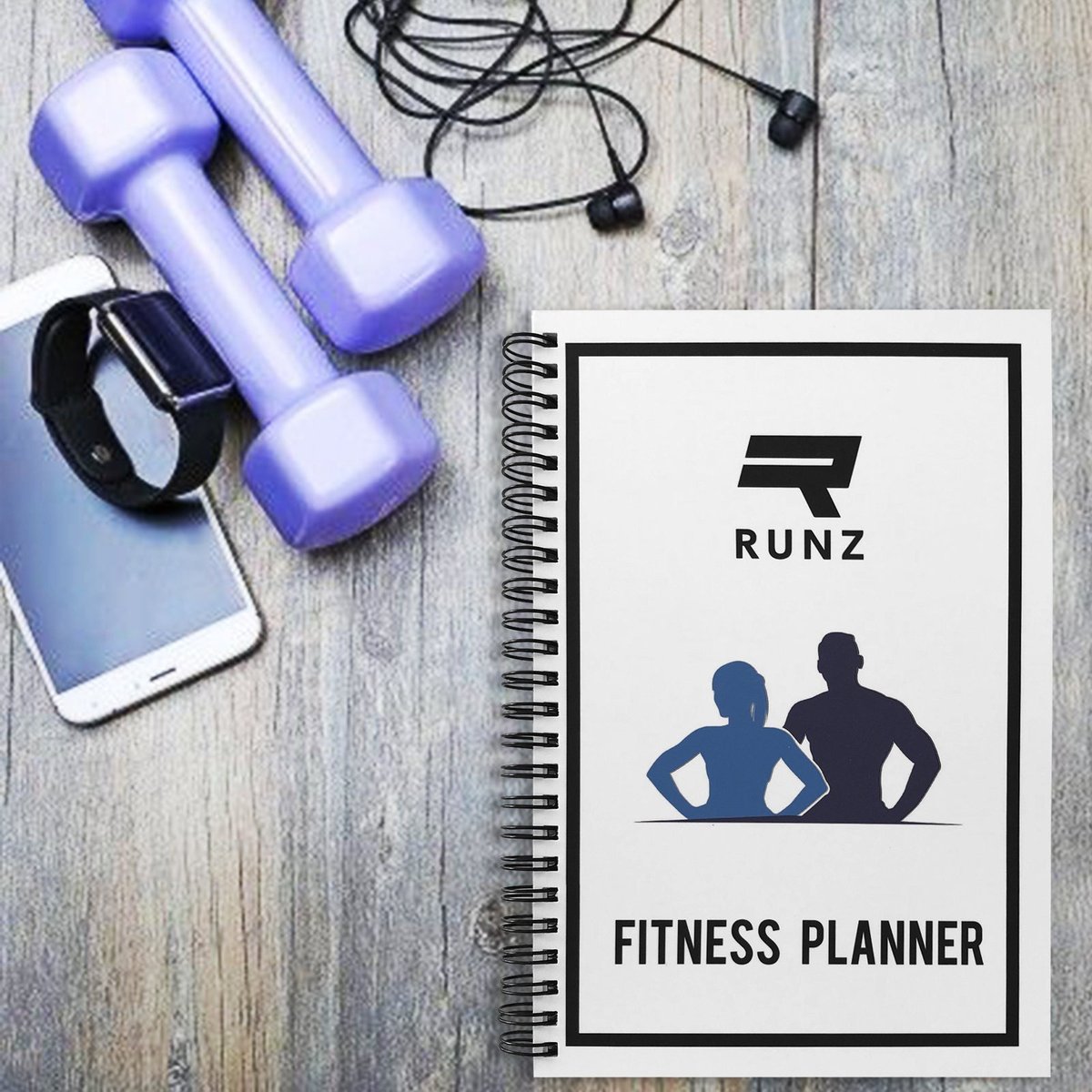 Get ready for your new fitness goal!
Use the RUNZ fitness planner to monitor progression, weight loss, muscle gain, running distances and much more.