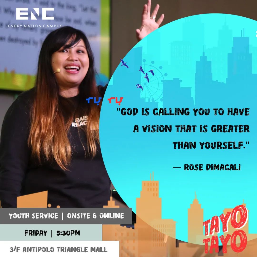 ENCAntipolo's tweet photo. Last Friday, Coach Rose preached a powerful preaching about having a vision for our nation! 🇵🇭🔥

If you were there last Friday, share mo naman yung vision na meron ka for the Philippines!

See you again tomorrow! No registration required!

#ENCampusAntipolo https://t.co/pULfnDqPaV