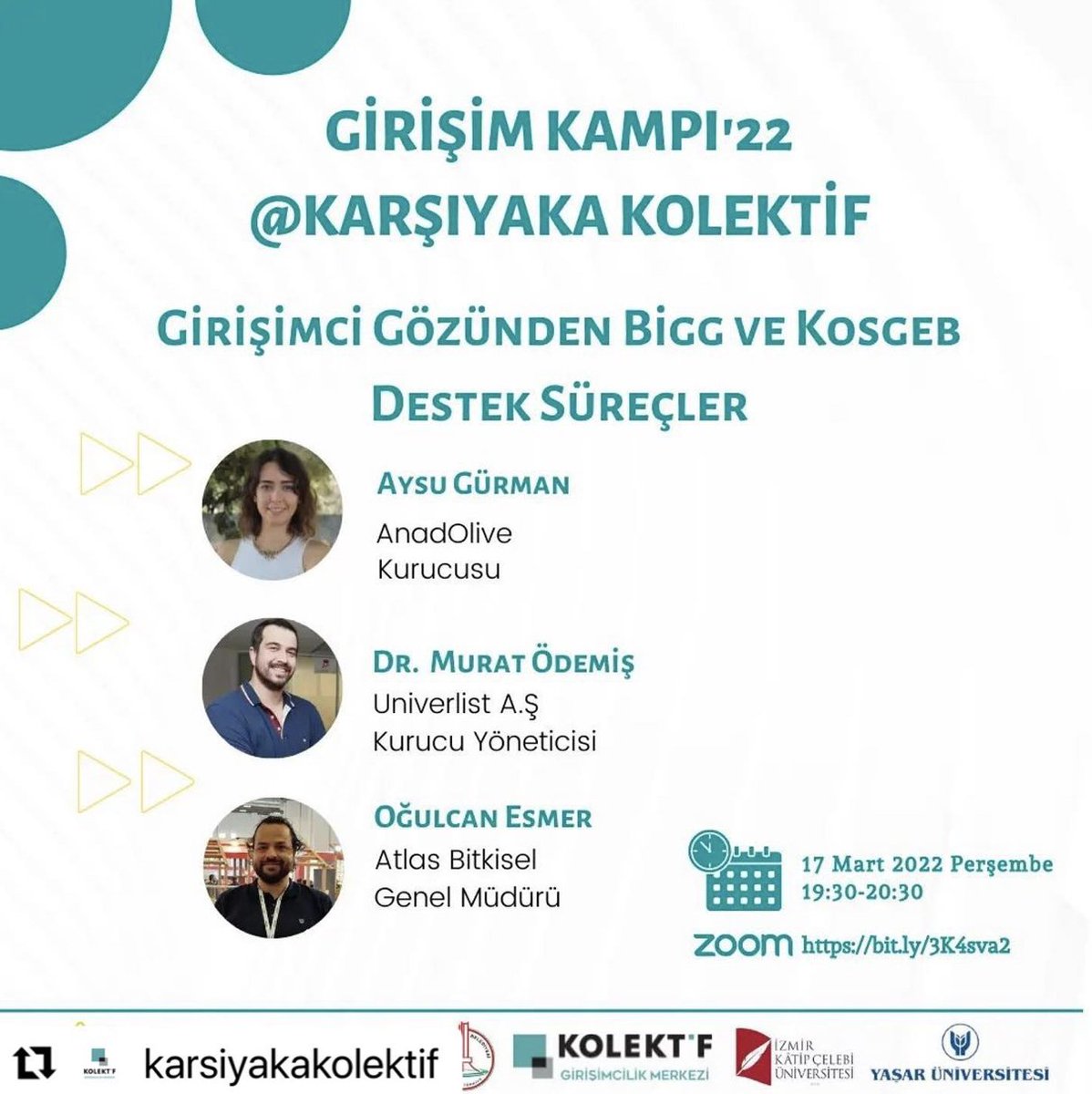 Yaşar BTTO (@bttoyasaruni) on Twitter photo #BİGG ve #KOSGEB süreçleri ile ilgili deneyim ve bilgi paylaşımı bu akşam 19:30'da gerçekleşecek. Kaçırmayın! <a href="/YasarUniv/">Yaşar Üniversitesi</a> <a href="/minervakulucka/">Minerva Kuluçka</a> <a href="/kskkolektif/">Karşıyaka Kolektif</a>
bit.ly/3K4sva2 #BİGG ve #KOSGEB süreçleri ile ilgili deneyim ve bilgi paylaşımı bu akşam 19:30'da gerçekleşecek. Kaçırmayın! <a href="/YasarUniv/">Yaşar Üniversitesi</a> <a href="/minervakulucka/">Minerva Kuluçka</a> <a href="/kskkolektif/">Karşıyaka Kolektif</a>
bit.ly/3K4sva2
