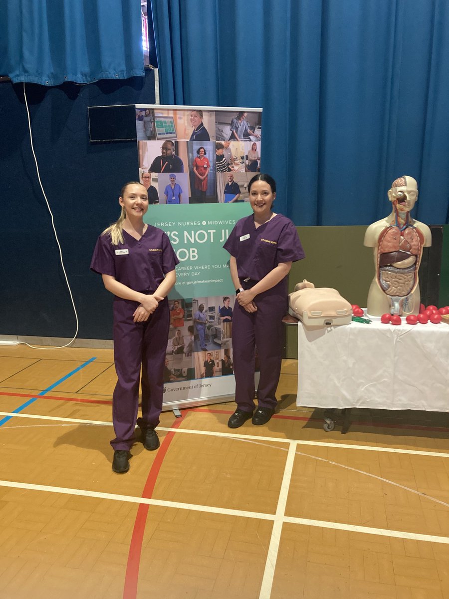 Thankyou to our fabulous nursing students ⁦@LisaMarieSaout⁩ and Erin. Flying the flag for healthcare careers at Skills Jersey HE Fayre #growinglocaltalent #notjustajob ⁦@skills_jersey⁩ ⁦@ChiefNurseJsy⁩ ⁦<a href="/JulieMesny/">Julie Mesny</a>⁩ ⁦@GovJsyHCS⁩ ⁦