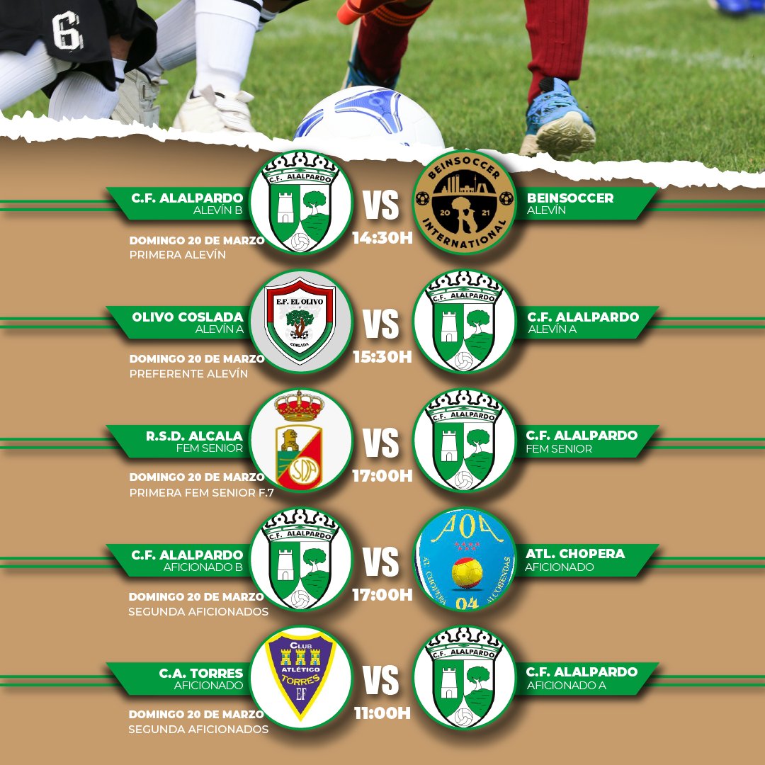 Este fin de semana arranca la primavera y en el #cfalalpardo le damos la bienvenida como más nos gusta, jugando al fútbol ⚽

📅⏰ Estos son los horarios de los partidos de esta jornada 👇

#obligaciónporaprenderilusiónporganar