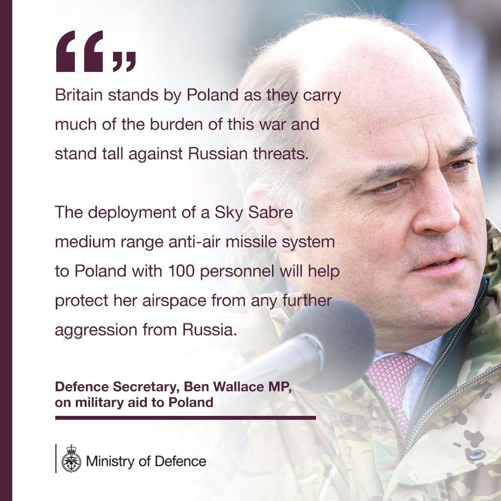 Statement by Defence Secretary Ben Wallace on military aid to Poland