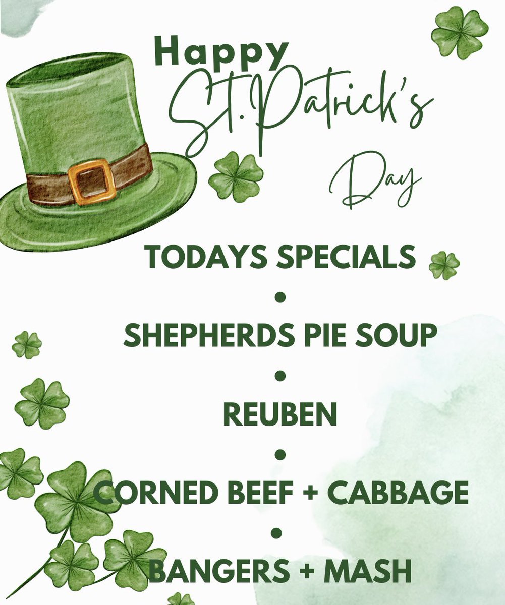 McGearys's tweet photo. ๐HAPPY ST. PATRICKโS DAY!๐ปCome on down, we will be opening at 12 w/all your favorite specials. Alex + Mallory will be here during the day, Danielle + Trinel tonight!May the luck of the Irish be with you all,Cheers #McGearys #IrishPub #DowntownAlbany#StPatricksDay #IrishDinner https://t.co/ANUQNEuOEW