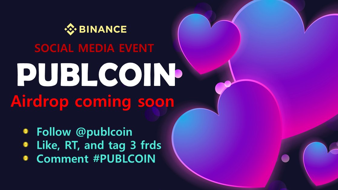 🌈🍻🍾Airdrop coming soon

⭐Follow <a href="/publcoin/">publcoin</a>
⭐Like, RT, and tag 3 frds
⭐Comment #PUBLCOIN

🚀 🚀Support by like and retweet🔥🔥

#P2E #crypto #NFT #airdrop #Meta🥁🥁🥁