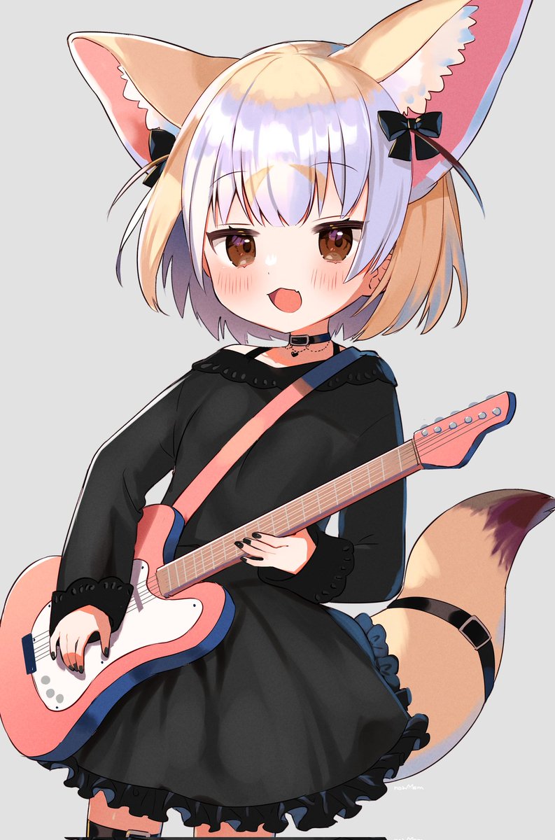 fennec (kemono friends) 1girl tail fox tail fox ears animal ears extra ears instrument  illustration images