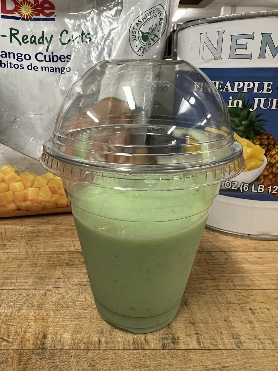 Happy St. Patrick’s Day!  Today on the deli bar at SHRHS we have a green smoothie in celebration! Mango, Pineapple and Banana mixed with vanilla yogurt and a dash of green food coloring. Limited amount per lunch, come get them before they’re gone! ☘️