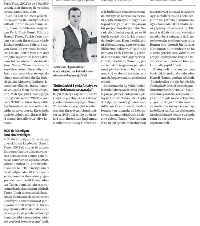 16 Mart 2022 tarihinde Dünya Gazetesinde çıkan haberimiz… 

#perlafruit #export #fig #cherry #tomato #tomatoes🍅 #freshfruit