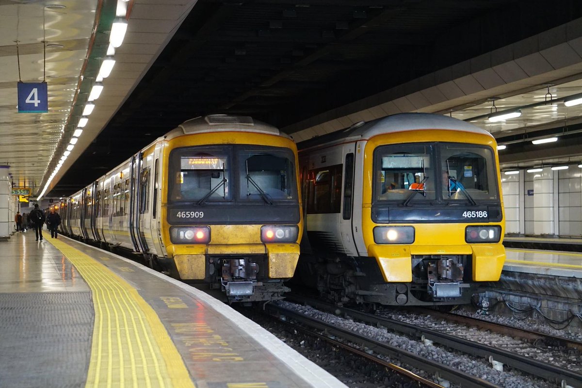 Southeastern Railway trains at London Cannon Street on Tuesday.