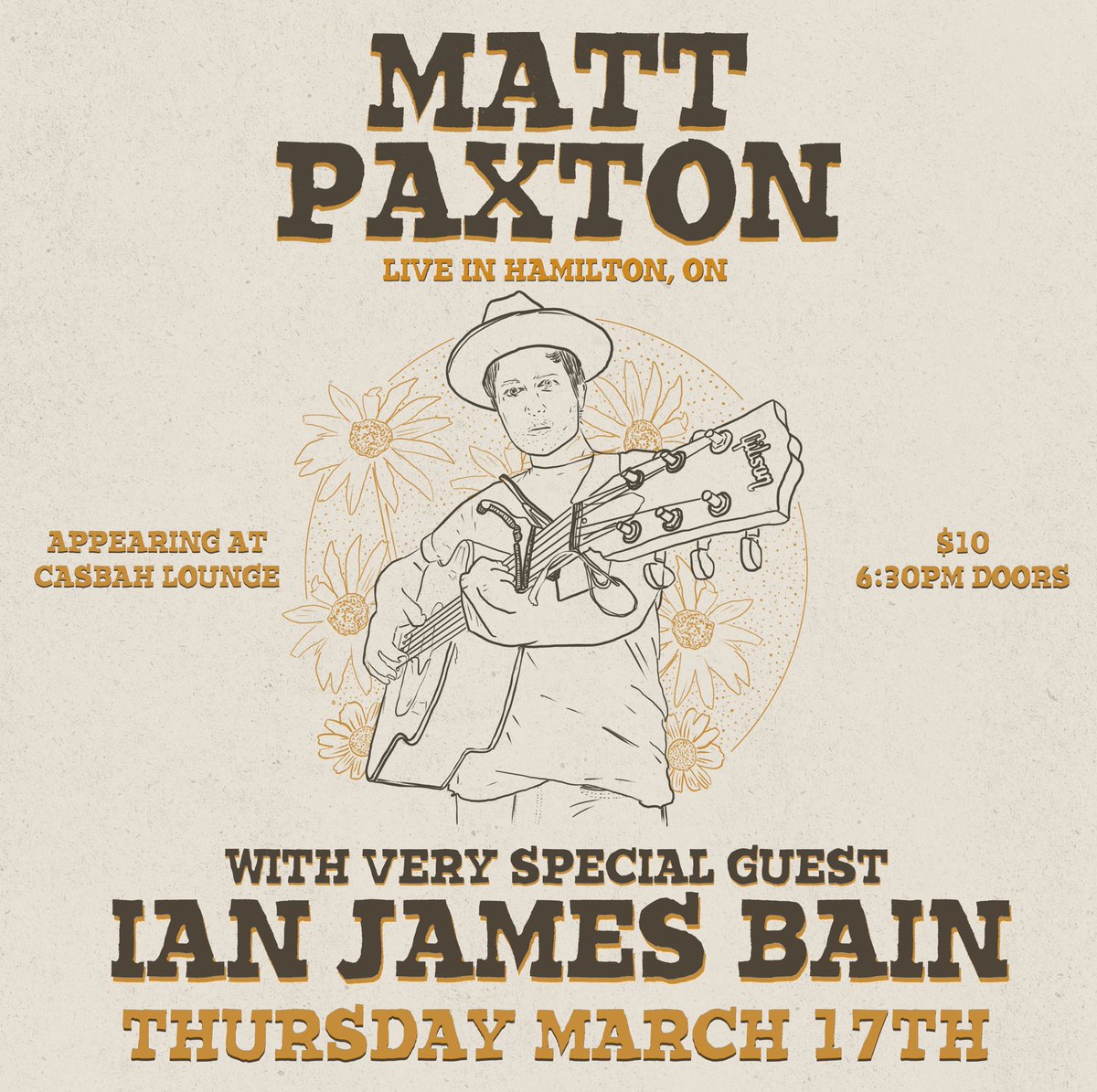 DownByThePoint's tweet photo. 🍀 Happy St. Patrick’s Day, #HamOnt!

Hamilton’s own @MattPaxtonMusic plays @CasbahHamilton Lounge this eve with special guest Ian James Bain (of Nicolette &amp; the Nobodies) opening.

Get there early if ya wanna grab tix at the door. 6:30PM doors. $10 cover.

Poster by @FTWDesignCo https://t.co/po9f6d1K54