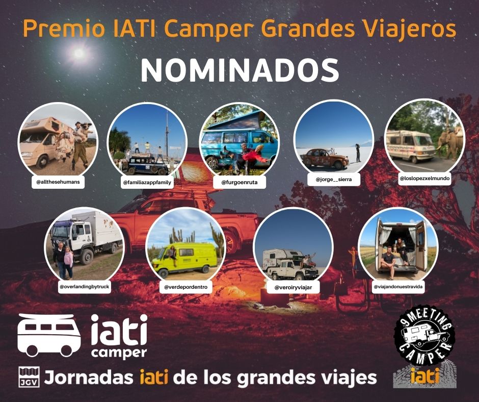🌟Hoy te queremos presentar el PREMIO IATI CAMPER GRANDES VIAJEROS para premiar la labor de grandes viajeros que inspiran el estilo de vida #camper

🚐 Junto a <a href="/meetingcamper/">meetingcamperoffroad</a> hemos elegido estos 9 nominados.

¿Cuál es tu preferido? 

#IATIcamper #iatiJGV