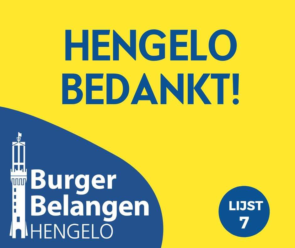 Wij zijn de grootste partij in Hengelo geworden met maar liefst 7 zetels. Wat een geweldig resultaat! 

Wij willen iedereen die op ons gestemd heeft, bedanken voor het vertrouwen.