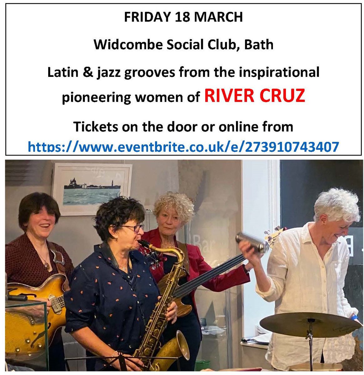 Tomorrow night - fun/latin/jazz at WSC - Tickets on the door or online from eventbrite.co.uk/e/273910743407