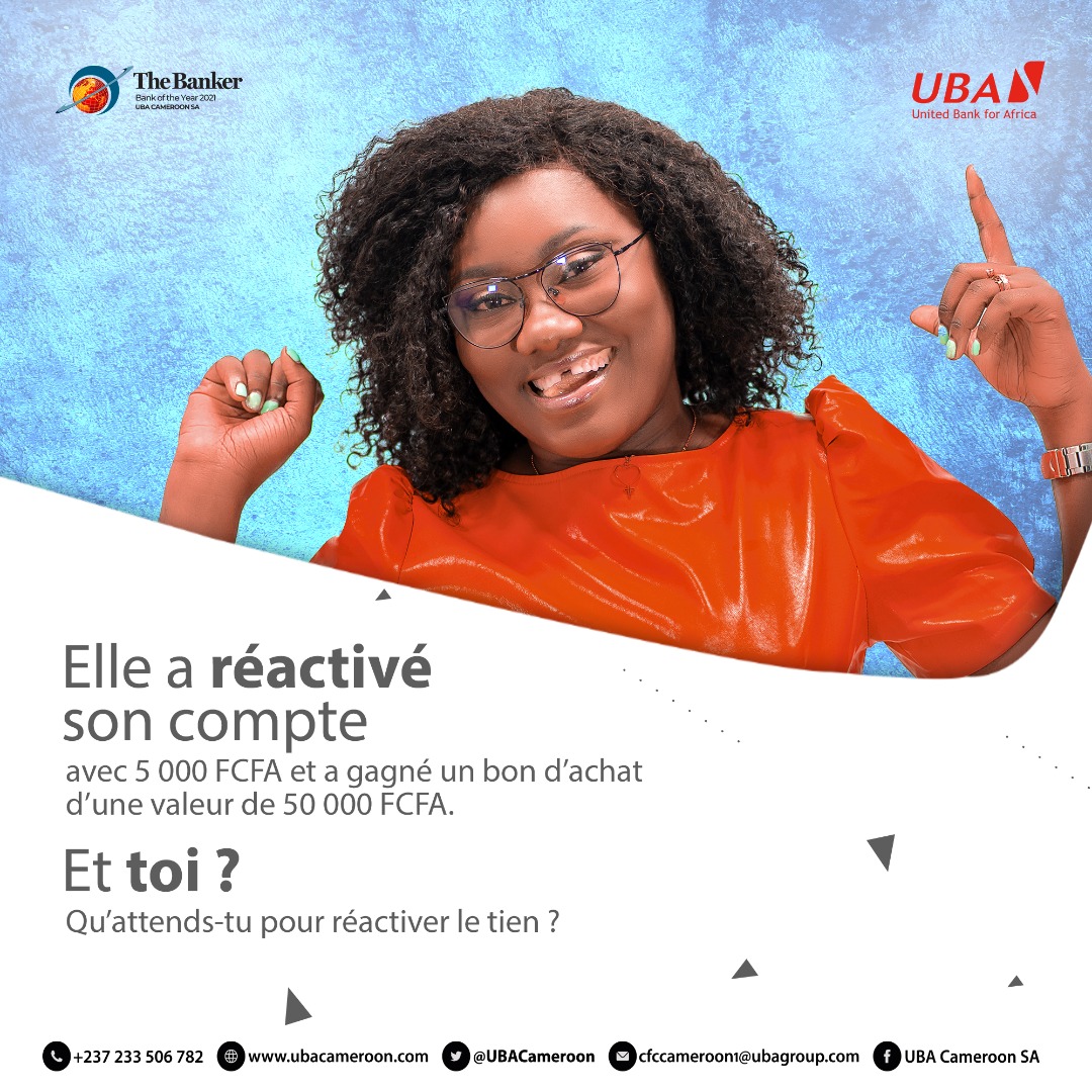 ubacameroon's tweet photo. Jusqu'au 31 Mars nous continuons à faire des heureux! Un compte réactivé = une chance de gagner����😘. A quand votre tour?
#campagne #reactivationdecomptes #bondachat #tshirts #lots #labanquedigitaleleader #UBACameroon https://t.co/TZ3Al67KoC