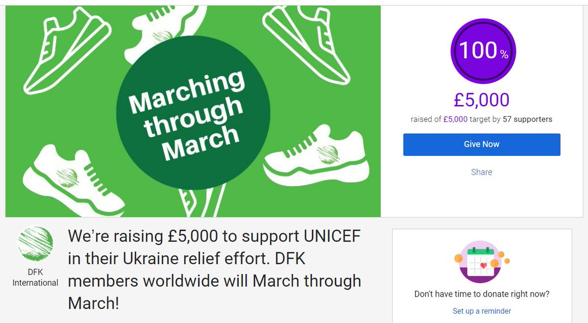 DFK_Intl's tweet photo. We are proud to announce that we have raised £5,000 for the @UNICEF Ukraine relief fund! Thank you to our DFK members, colleagues, family and friends for your generous donations and supporting the teams!
#DFKMarchingthroughMarch
Find out more/donate: https://t.co/yaTGbzMLhp https://t.co/UKoAb2aVLn