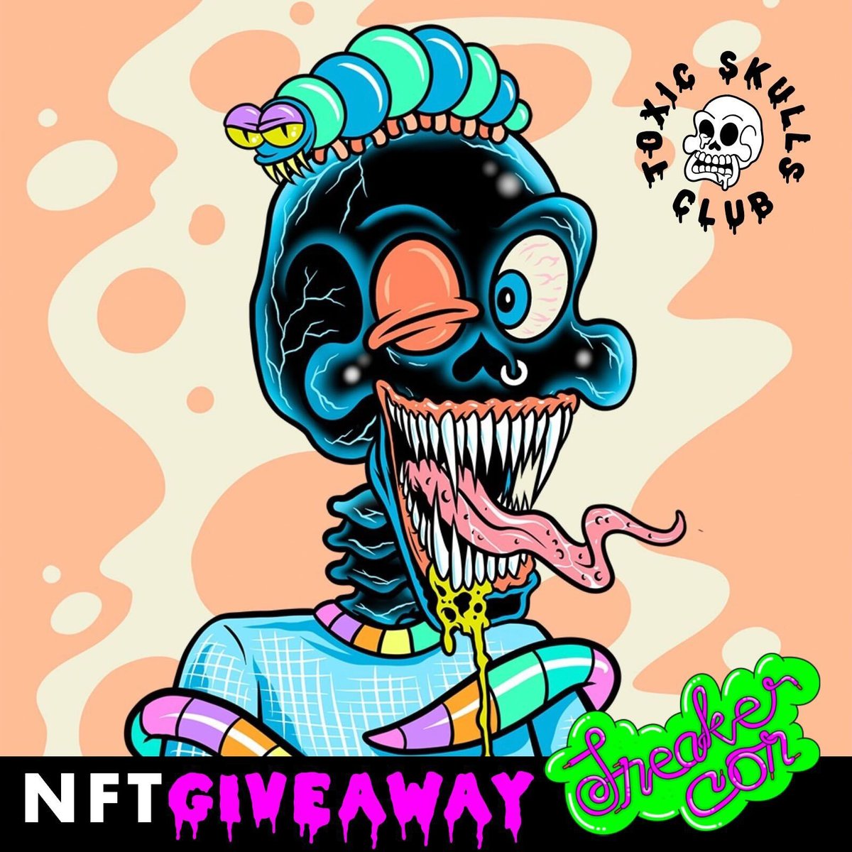 ToxicSkullsClub's tweet photo. 💀 NFT GIVEAWAY 💀 

Our partner @onwardwanna will be @sneakercon in San Antonio, 3.26. #NFTGiveaway winner will be announced live @sneakercon.

To Enter:
✔️Follow @toxicskullsclub @sneakercon @onwardwanna on IG/Twitter
✔️Join Discord + stay active
✔️Share w/ friends: 1 tag=1 ent https://t.co/qPZOJf5eXm