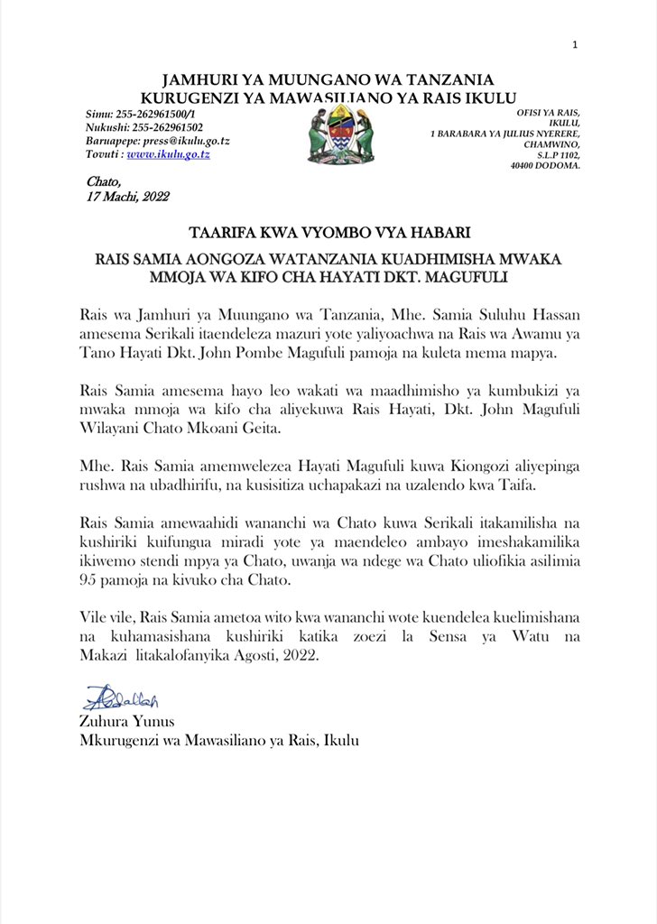 ikulumawasliano's tweet photo. TAARIFA KWA VYOMBO VYA HABARI https://t.co/YsdHHbUoBR