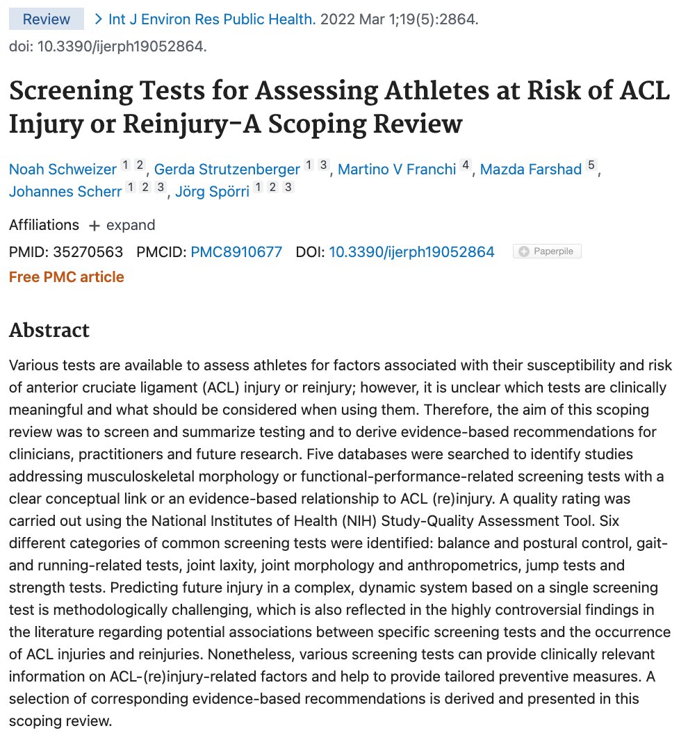 USAF_PT's tweet photo. Hot off the press: Screening Tests for Assessing Athletes at Risk of ACL Injury or Reinjury-A Scoping Review 

https://t.co/88CCSrSk3A

#ACLinjury #MSKinjury #ACLscreen #PTrocks https://t.co/YtkhCAZQmf