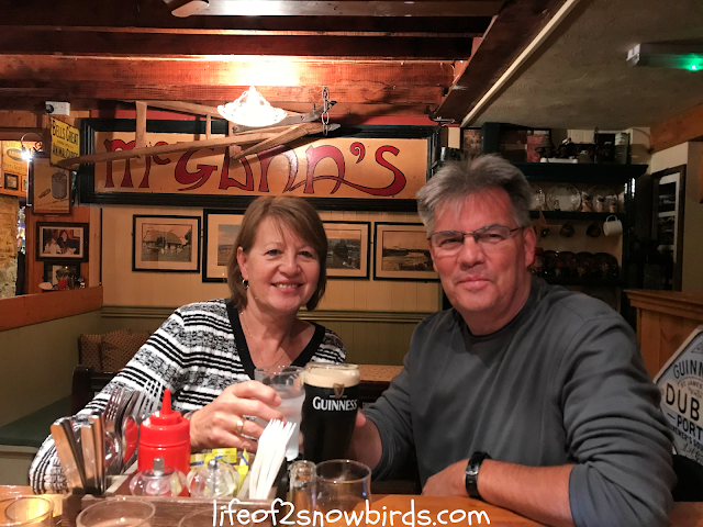 Two people at an Irish pub.