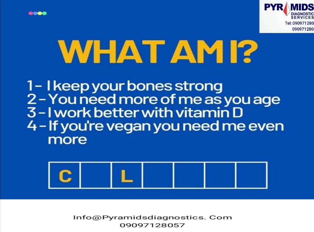 PyramidsDiagno1's tweet photo. Can You Guess the Answer? Tweet your response in the comment session.
#knowyournutrients!
#pyramidscares https://t.co/IG1KuiZOpX