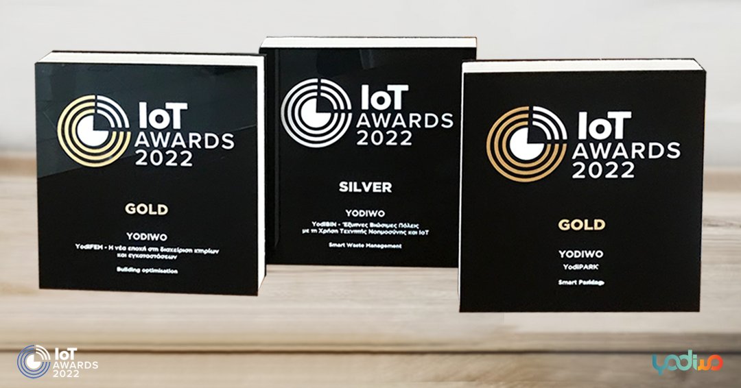 Yodiwo (@yodiwo_iot) on Twitter photo Three winning entries in the IoT Awards 2022 by <a href="/BoussiasN/">Boussias News</a>!
A Gold Award was given to our Yodifem Smart Facilities Management System for Building Optimization, and YodiCity won both a Gold and a Silver Award in the Smart Parking and Waste Management categories respectively. Three winning entries in the IoT Awards 2022 by <a href="/BoussiasN/">Boussias News</a>!
A Gold Award was given to our Yodifem Smart Facilities Management System for Building Optimization, and YodiCity won both a Gold and a Silver Award in the Smart Parking and Waste Management categories respectively.