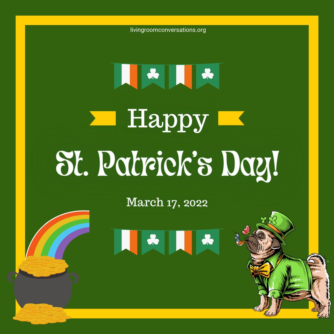 LivingRoomConvo's tweet photo. "May the road rise up to meet you. May the wind be always at your back."--Happy Saint Patricks Day from the LRC team! ππ #jointheconvo #morecurious #saintpatricksday #stpatricksday #green #holiday https://t.co/ZFC5ukBpgW