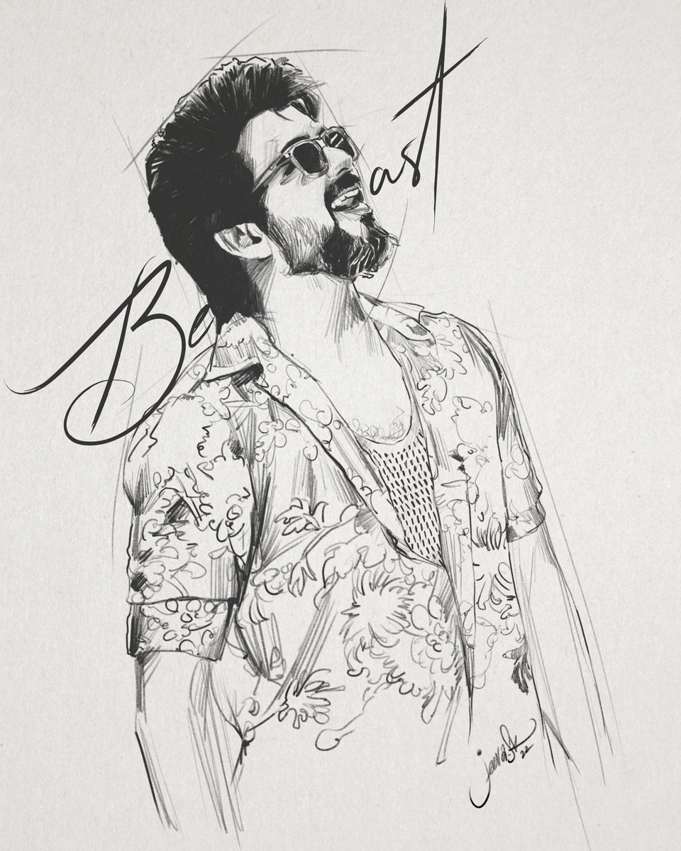 Jeeva Artist  Thalapathy Vijay Pencil Sketch 2022