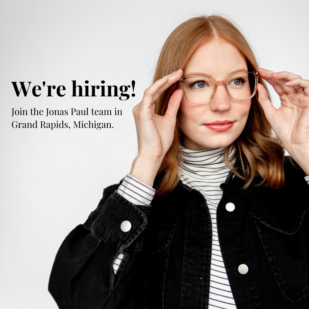 We're #hiring! Check out our new opportunities in #GrandRapids, Michigan.
jonaspauleyewear.com/pages/careers
