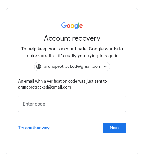 vivekstanley's tweet photo. @gmail We are trying to recover an email password. However, gmail is asking to enter the verification code sent to the same email account. Can you please help?

I've already entered the OTP sent on the mobile, but then as an extra step, this is happening. #loop https://t.co/54WFon7Zyr