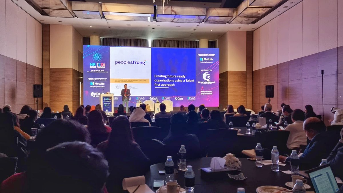 peoplestrong's tweet photo. We are proud to partner with & delighted to share the stage with @flydubai today at the 8th Annual #HRTechMENA Summit for a very special featured keynote by Munawur Alhaj Ahli, Performance Management Lead at #flydubai & @mtripathi, Chief Growth Officer (India & MEA), PeopleStrong https://t.co/7CowaM3wjB