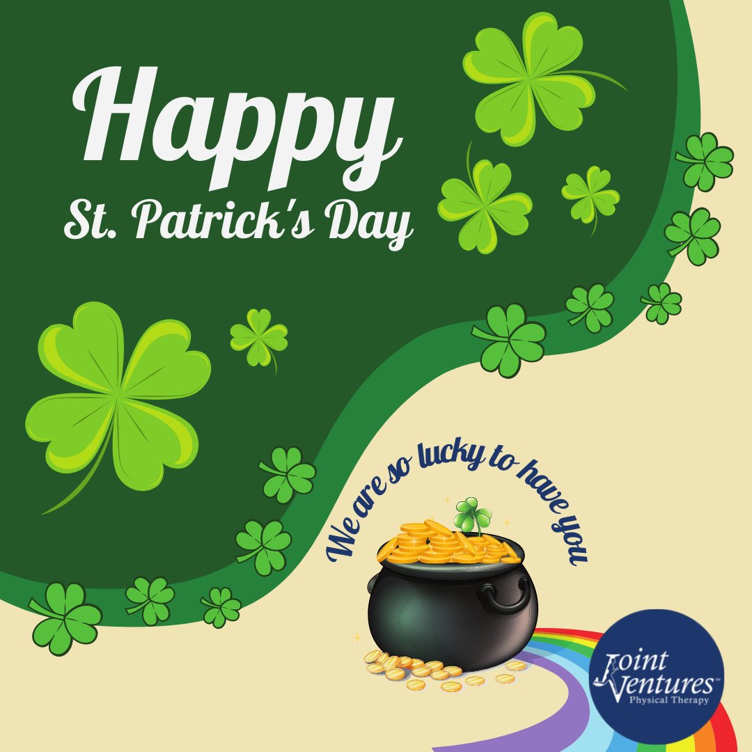 Happy St. Patrick's Day!  

#physicaltherapy #occupationaltherapy #PT #OT #jointventuresphysicaltherapy #jointventurespt #jvpt #jvexperience  #health #wellness #healthandwellness #healthcare