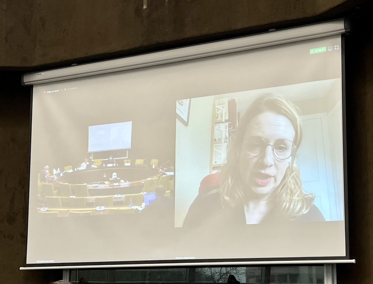 Focusing on the findings & policy recommendations of the Working@Home project, @UniofNewcastle Professor @PAbigail_Marks underlines increase of productivity, but also of work overload, work-related stress & overwork - with a higher rate of women feeling an impact on well-being.