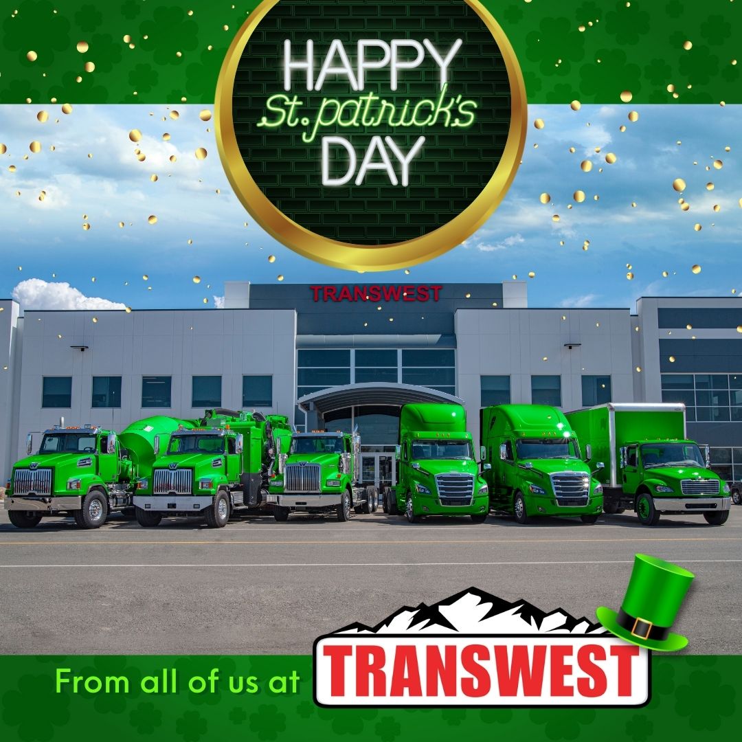 transwesttrucks's tweet photo. To all our employees, customers and partners, #HappyStPatricksDay from all of us at #TranswestTrucks ☘️ 

We're lucky to have you with us🍀

#StPatricksDay #KeepAmericaMoving #ThankATrucker #FreightlinerTrucks #WesternStarTrucks #ShamRockandRoll #stpatricksday2022 #luckoftheirish https://t.co/2zji8IzuBb