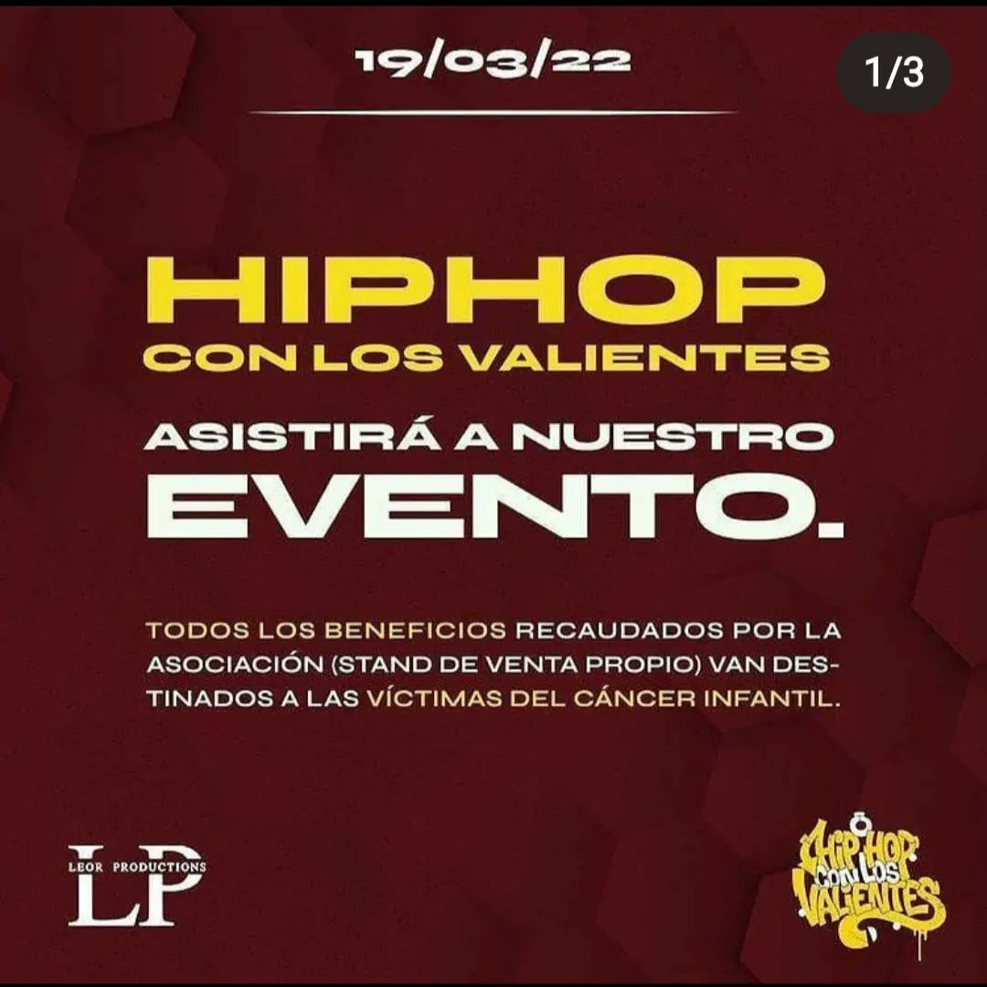 nizeoficialbzn's tweet photo. Nize Life: Próximo Domingo 19/03/22. @hiphopconlosvalientes estará junto a @leor.productions en el evento que se hará en Alforja (Tarragona) a partir de las 19:00horas.

#hiphopconlosvalientes 
#hiphoplife #cancerinfantil #investigaciononcologica https://t.co/3ZWz8J5rTx