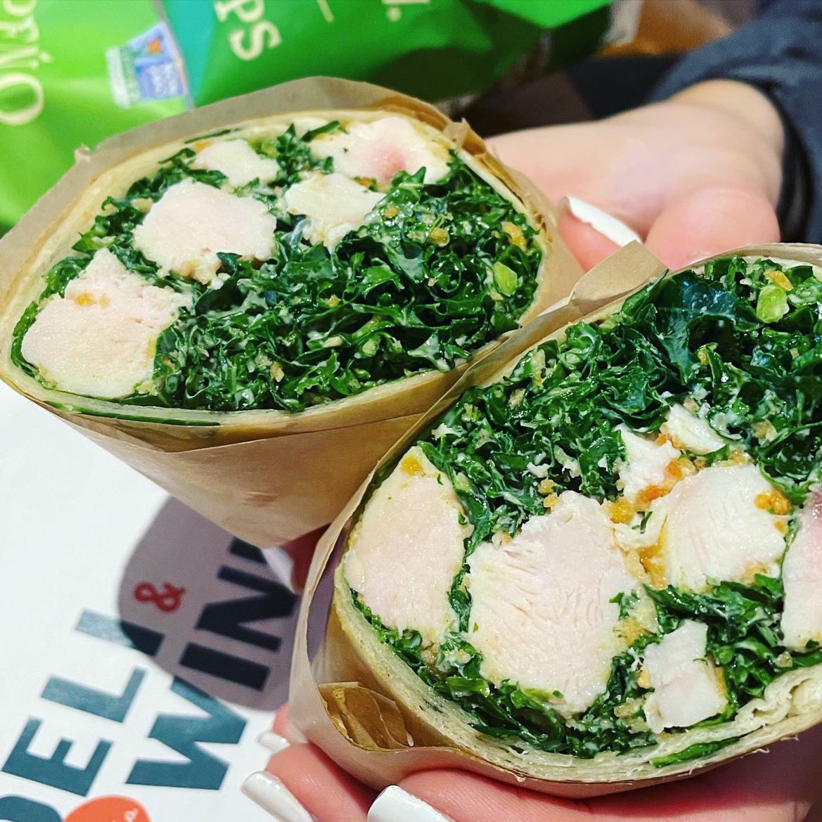 PastariaDeli's tweet photo. THIS 🤩🤩🤩 Our signature Kale Caesar with chicken all wrapped up in a flour tortilla. We have 3 different Piadas on our Deli Menu. They're sure to land a spot on your lunch rotation! #pastariadeliwine #kalecaesar https://t.co/IPxKLdxLgo