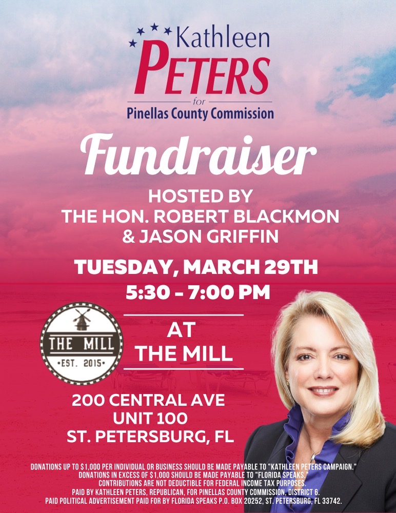 Please join me Tuesday, March 29th at The Mill in St. Petersburg for a campaign fundraiser. I hope I can count on your continued support for common sense government!
#District6 #Fundraiser #VoteKP